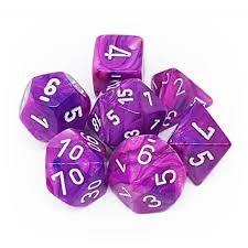 Festive Violet/White Polyhedral 7-Die Set